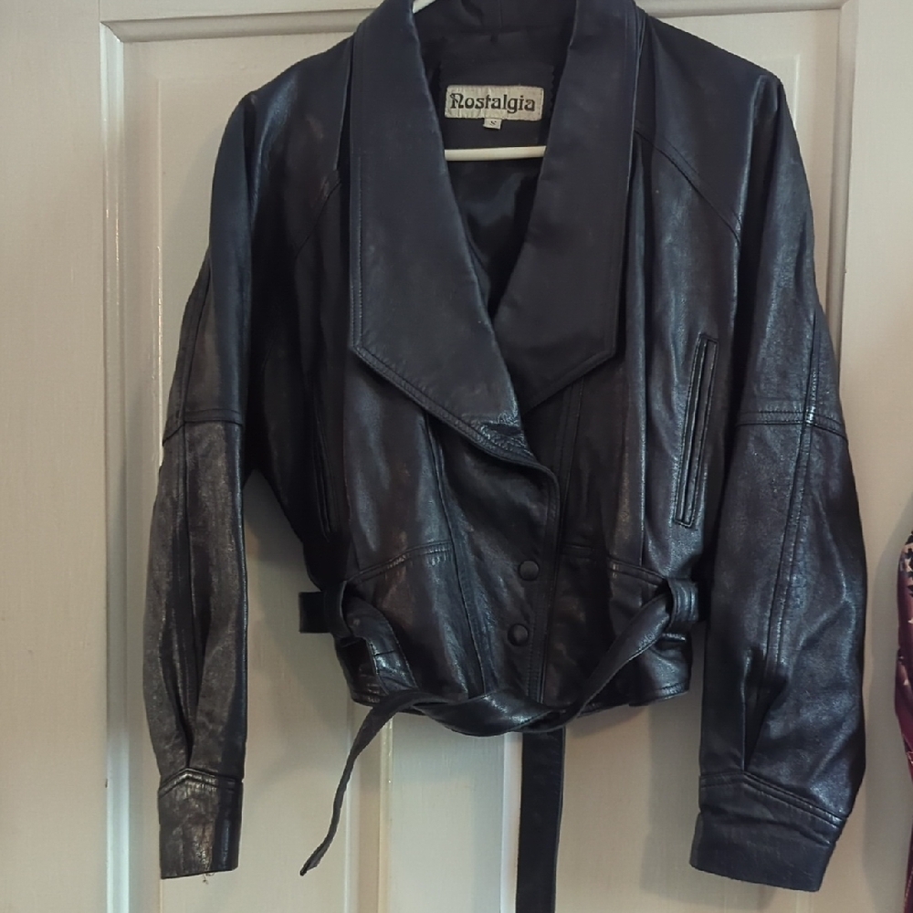 Nostalgia Women's Black Leather Jacket Vintage